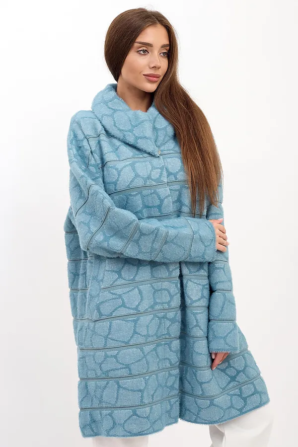 Кардиган женский Альпака Г жаккард LIKA DRESS, голубой - фото 2