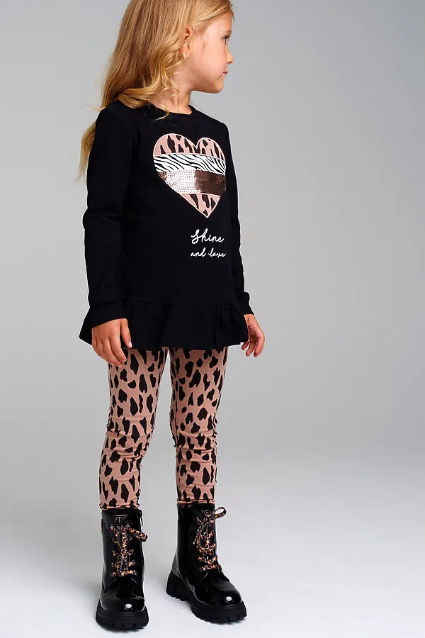 Комплект (Лонгслив+Леггинсы) PLAYTODAY, черный,цветной - фото 2