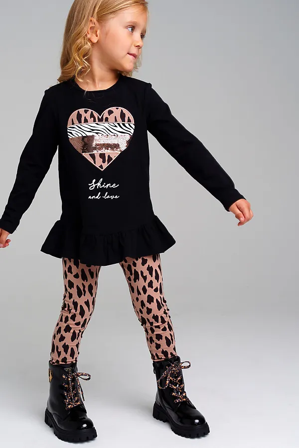 Комплект (Лонгслив+Леггинсы) PLAYTODAY, черный,цветной - фото 2