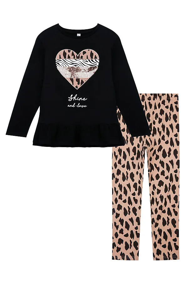 Комплект (Лонгслив+Леггинсы) PLAYTODAY, черный,цветной - фото 2