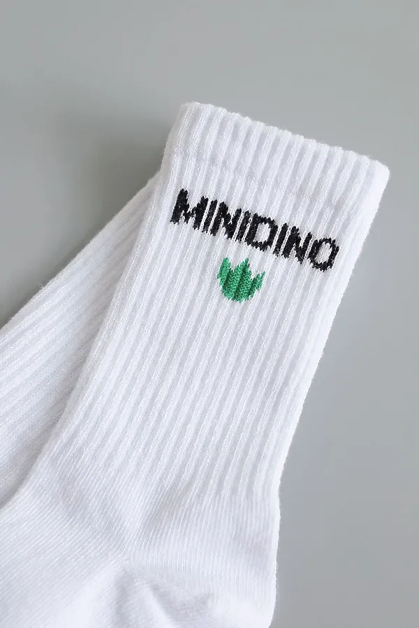 Носки детские с надписью Minidino белый  MINIDINO, белый - фото 2