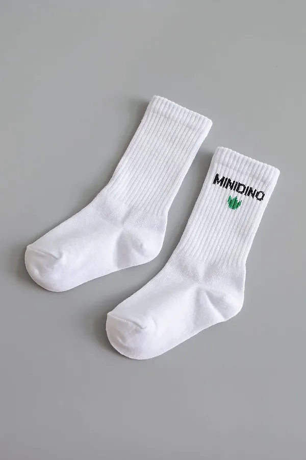 Носки детские с надписью Minidino белый  MINIDINO, белый - фото 2