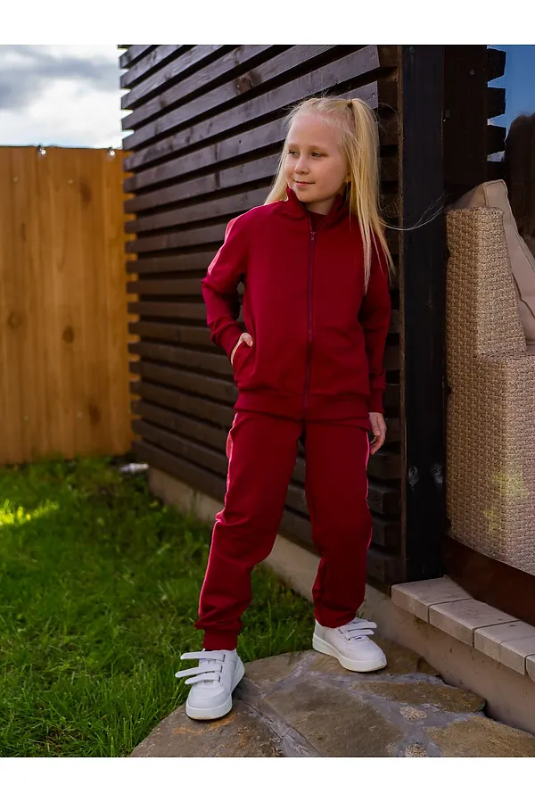 Костюм (Толстовка + Брюки) LOOKLIE, ягодный - фото 2