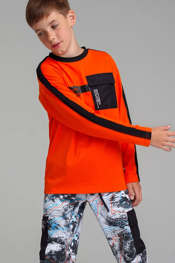 Лонгслив  PLAYTODAY, оранжевый,черный - фото 2