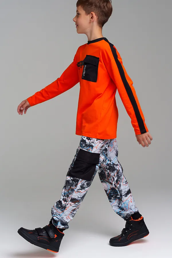 Лонгслив  PLAYTODAY, оранжевый,черный - фото 2