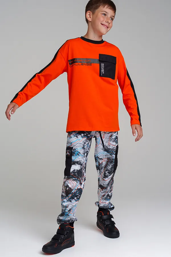 Лонгслив  PLAYTODAY, оранжевый,черный - фото 2