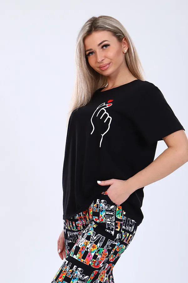 Костюм (брюки+футболка) СОФИЯ37, черный - фото 2