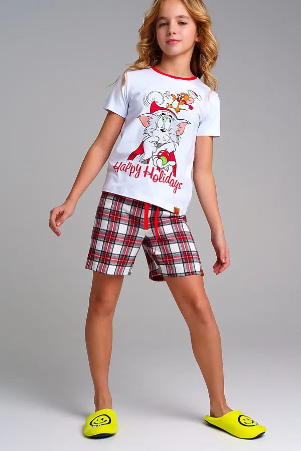 Пижама (Футболка + Шорты) PLAYTODAY, белый,цветной - фото 2