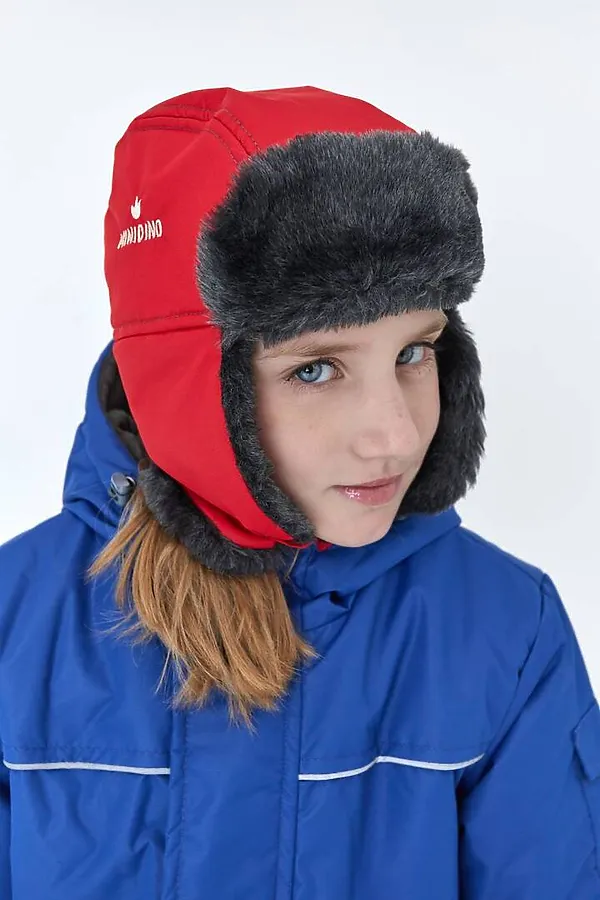 Шапка-ушанка красный MINIDINO, красный - фото 2