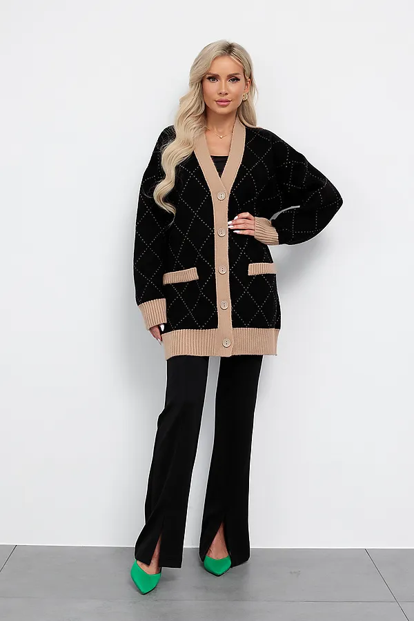 Кардиган KOSMOS, черный, бежевый - фото 2