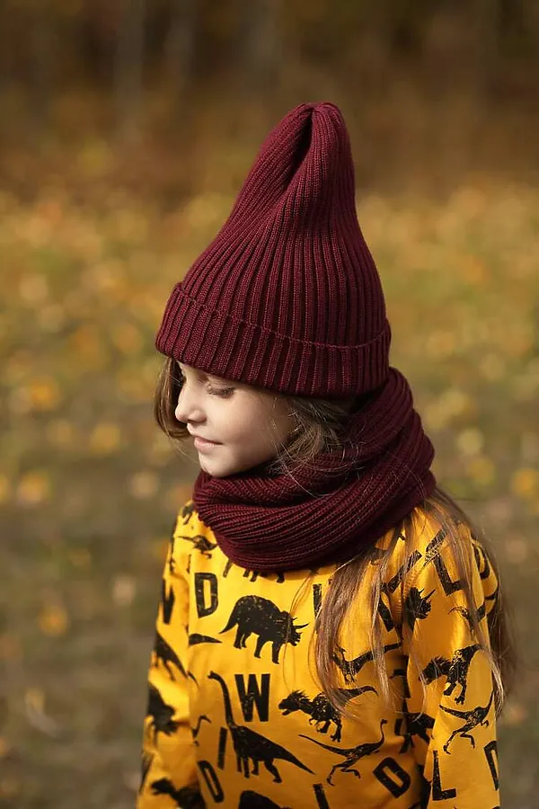 Шапка Тыковка бордо MINIDINO, бордо - фото 2