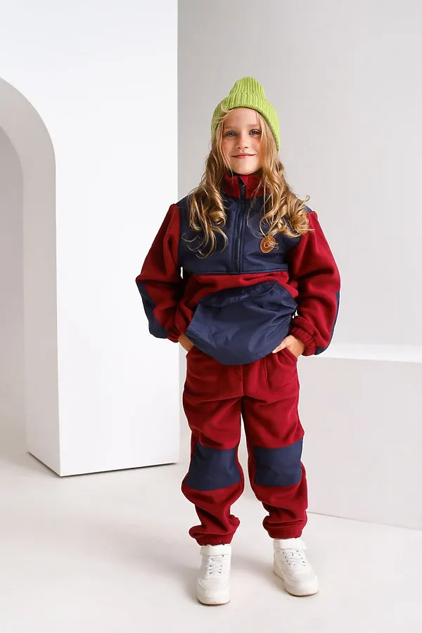 Брюки Флисовые бордо MINIDINO, бордо - фото 2