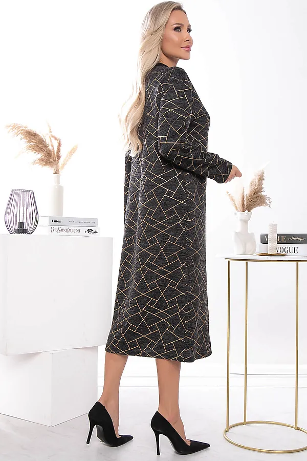 Платье "Янина" LADY TAIGA, серый меланж / золото - фото 2