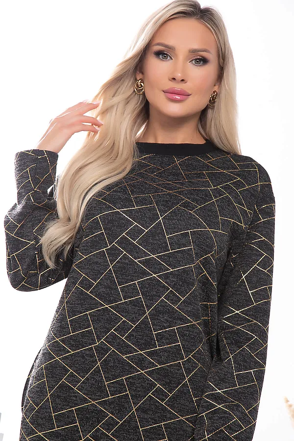 Платье "Янина" LADY TAIGA, серый меланж / золото - фото 2