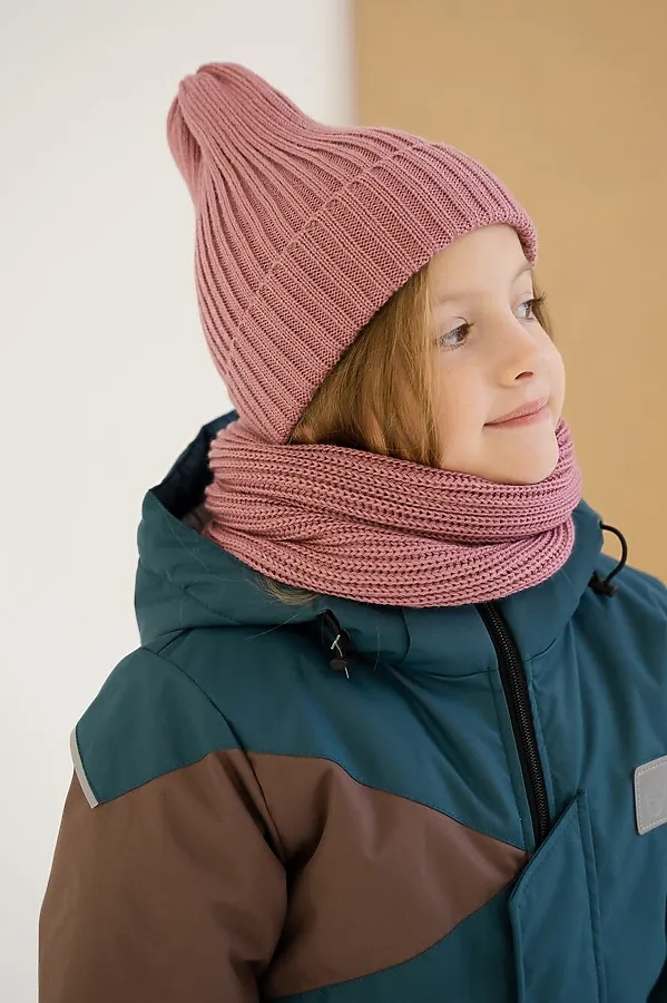 Снуд полушерсть пыльно-розовый MINIDINO, пыльно-розовый - фото 2