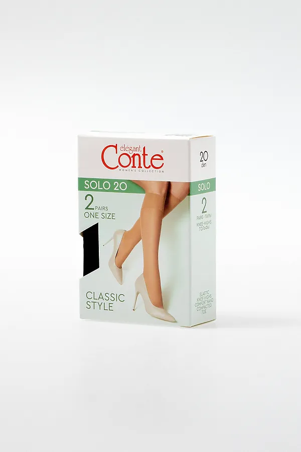CONTE SOLO 20 (2 пары) Гольфы женские (коробка) CONTE ELEGANT, nero - фото 2