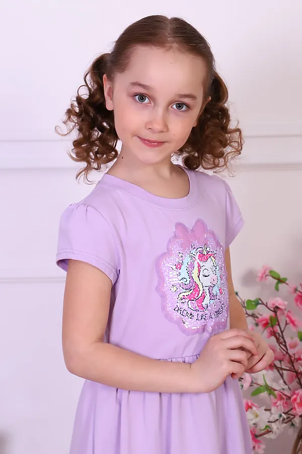 Платье Мечтатель короткий рукав НАТАЛИ, сиреневый - фото 2