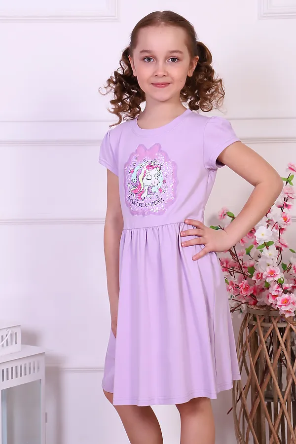 Платье Мечтатель короткий рукав НАТАЛИ, сиреневый - фото 2