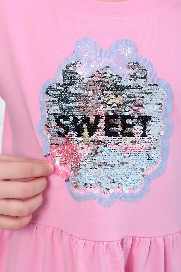 Платье Хвостик короткий рукав НАТАЛИ, ярко-розовый - фото 2