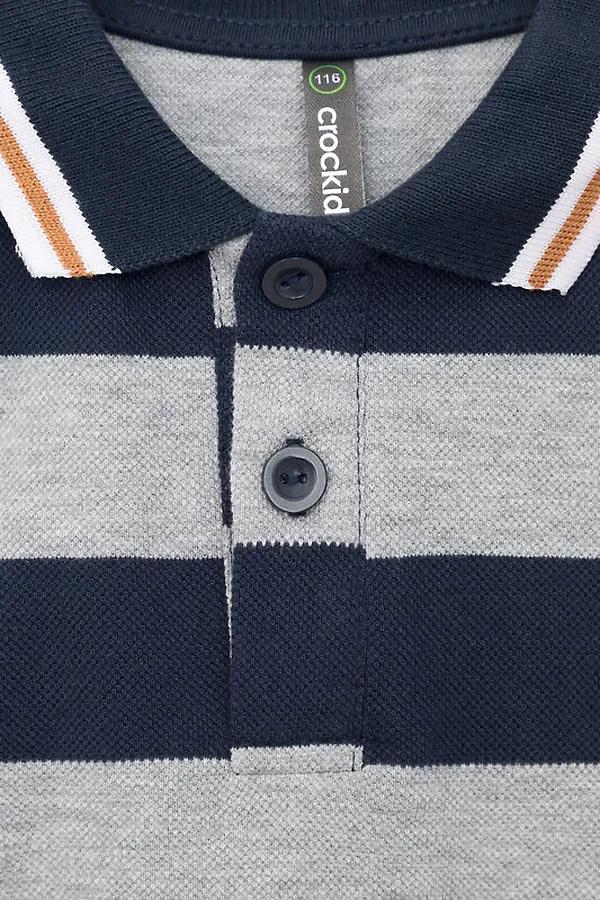 Поло CROCKID, серый меланж,индиго,полоска к406 - фото 2