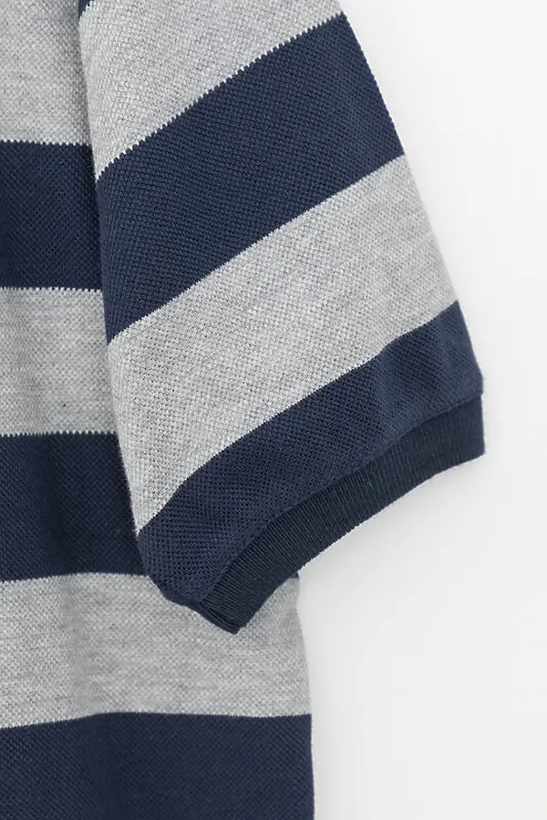 Поло CROCKID, серый меланж,индиго,полоска к406 - фото 2