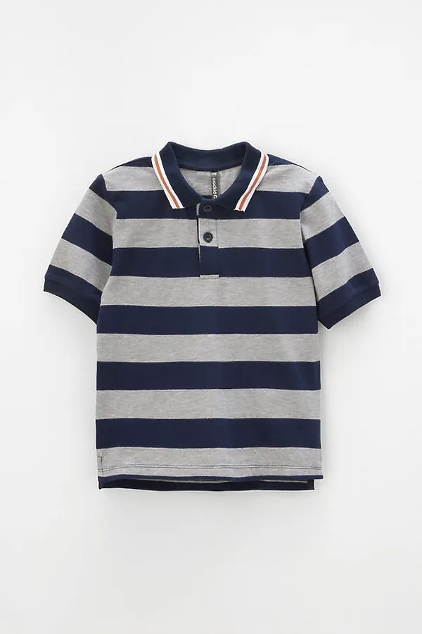 Поло CROCKID, серый меланж,индиго,полоска к406 - фото 2