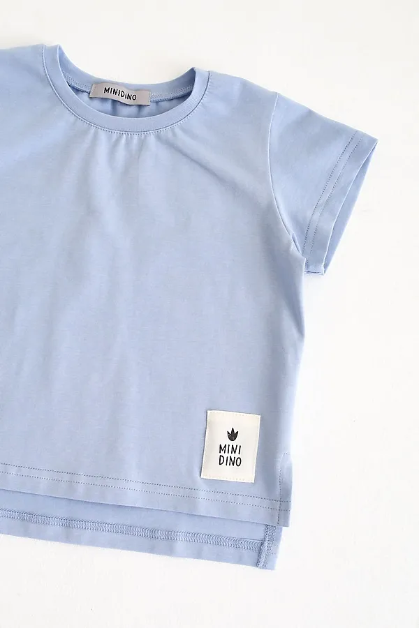Джемпер с коротким рукавом с разрезами облако MINIDINO, облако - фото 2