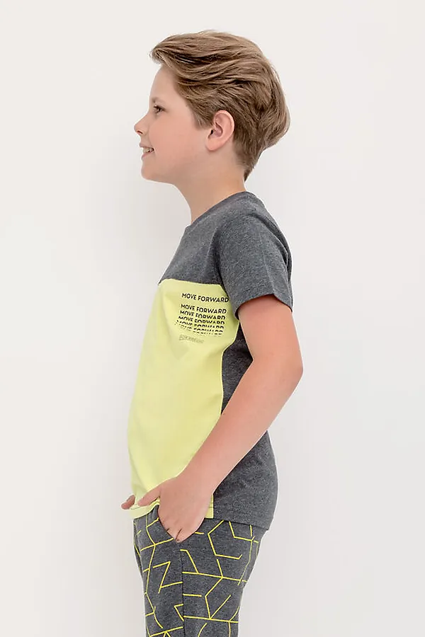 Футболка CROCKID, тем.серый меланж,фисташковый к422 - фото 2