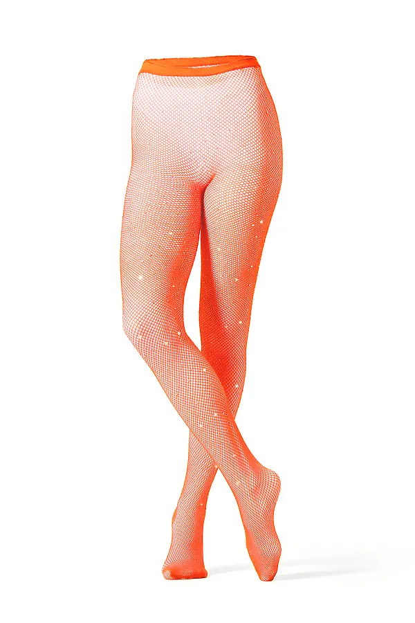 Колготки "Блеск" КРАСНАЯ ЖАРА, ярко-оранжевый, серебристый - фото 2