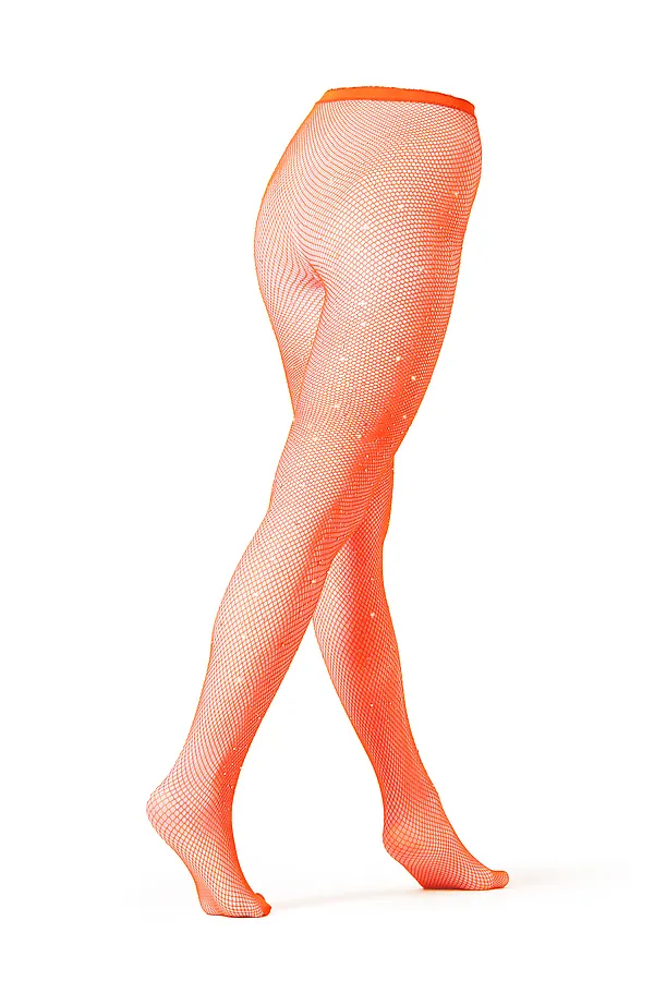Колготки "Блеск" КРАСНАЯ ЖАРА, ярко-оранжевый, серебристый - фото 2