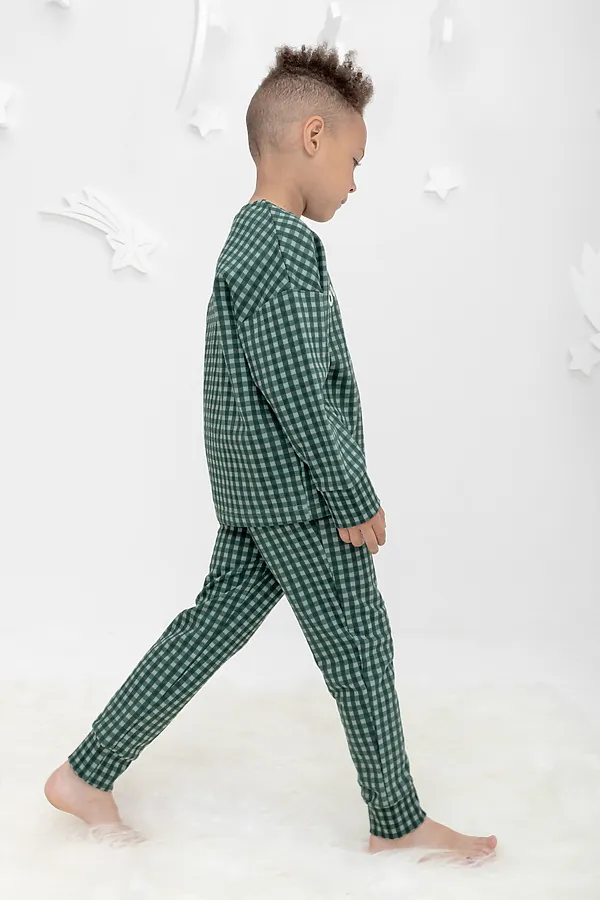 Пижама CROCKID, полынь,маленькая клетка - фото 2