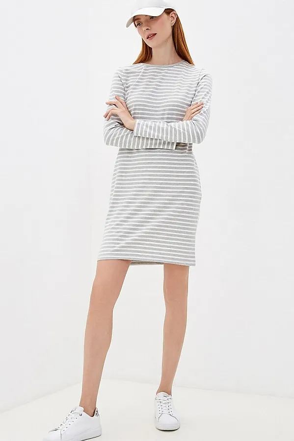 Платье INCITY, серый меланж-белый - фото 2