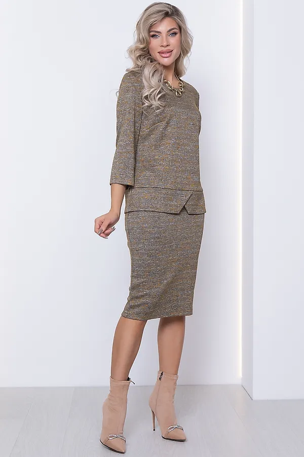 Костюм (Блузка + Юбка) DIOLCHE, серый/желтый - фото 2