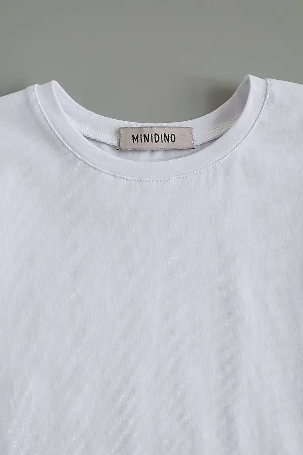 Джемпер с коротким рукавом с разрезами белый MINIDINO, белый - фото 2