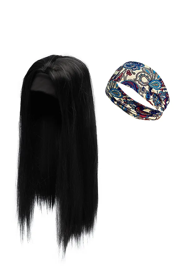 Парик на повязке "Шелковый цветок" Nothing Shop, черный, бордовый, светло-бежевый - фото 2