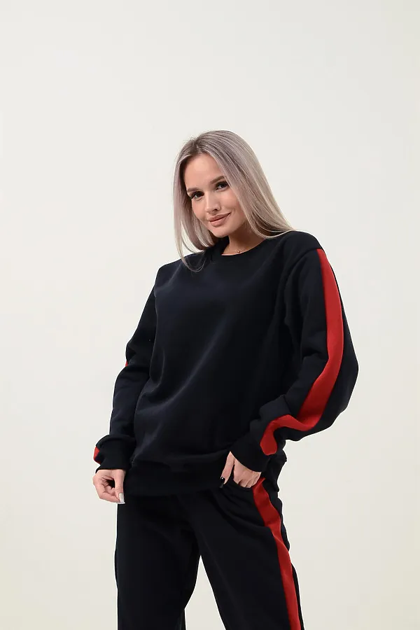 Костюм (Брюки+Толстовка) СОФИЯ37, черно-красный - фото 2