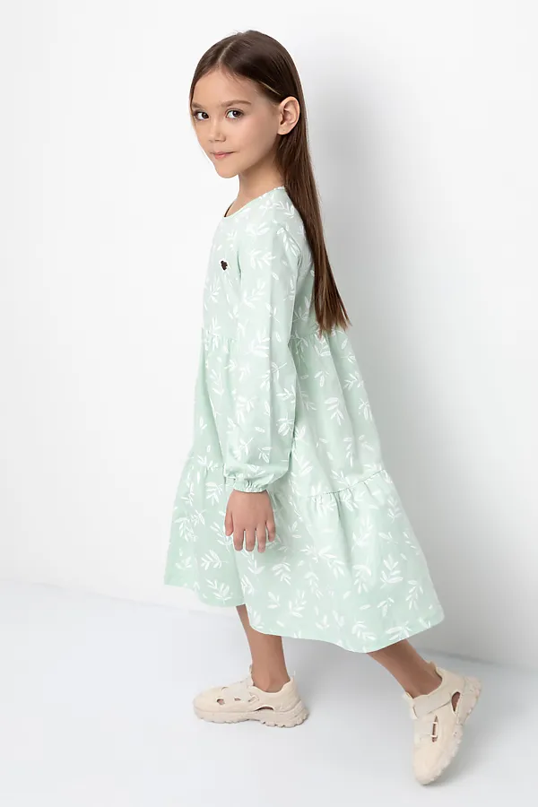 Платье  CROCKID, пастельный зеленый,веточки - фото 2