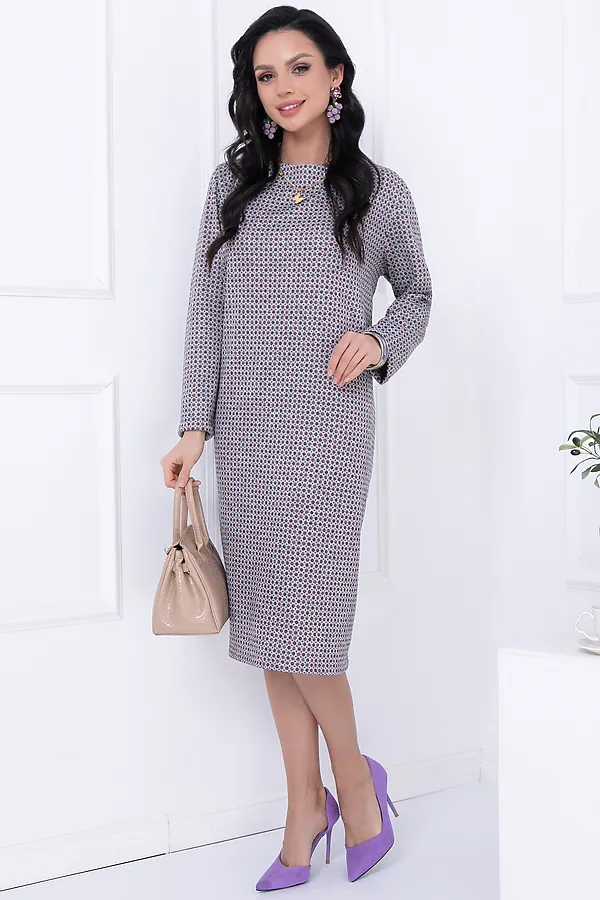 Платье BELLOVERA, серый, красный - фото 2