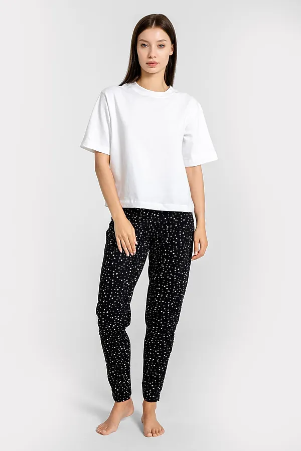 Брюки MARK FORMELLE, мелкие звезды на черном - фото 2