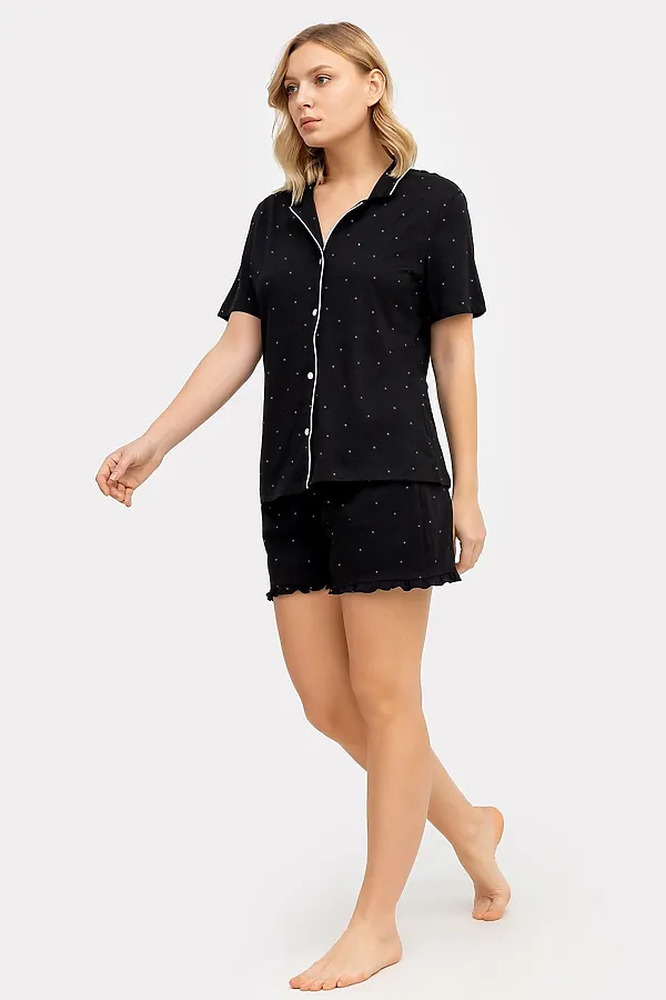 Пижама MARK FORMELLE, белые сердечки на черном - фото 2