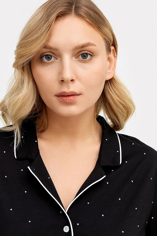 Пижама MARK FORMELLE, белые сердечки на черном - фото 2