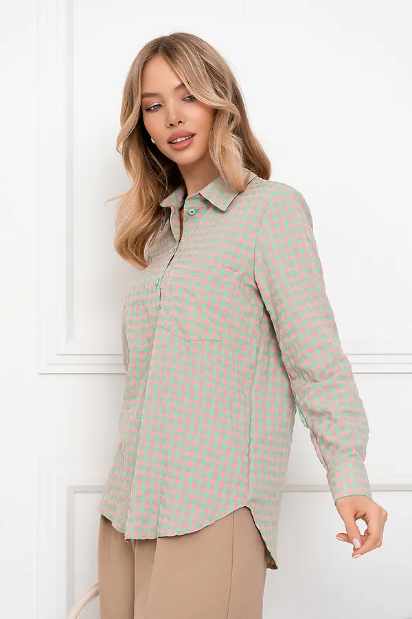 Рубашка OPEN-STYLE, зеленый/розовый - фото 2