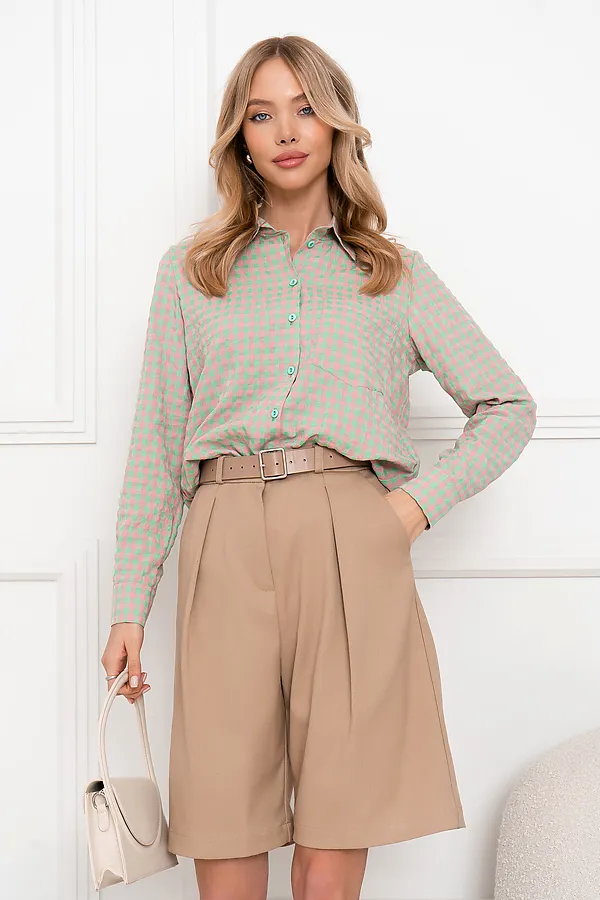 Рубашка OPEN-STYLE, зеленый/розовый - фото 2