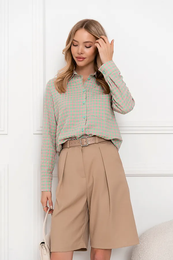 Рубашка OPEN-STYLE, зеленый/розовый - фото 2