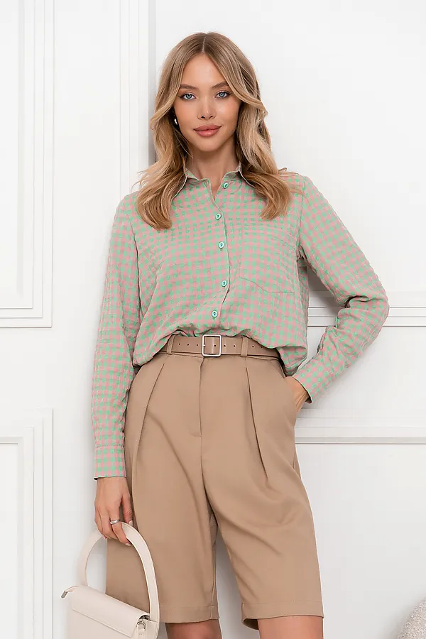 Рубашка OPEN-STYLE, зеленый/розовый - фото 2