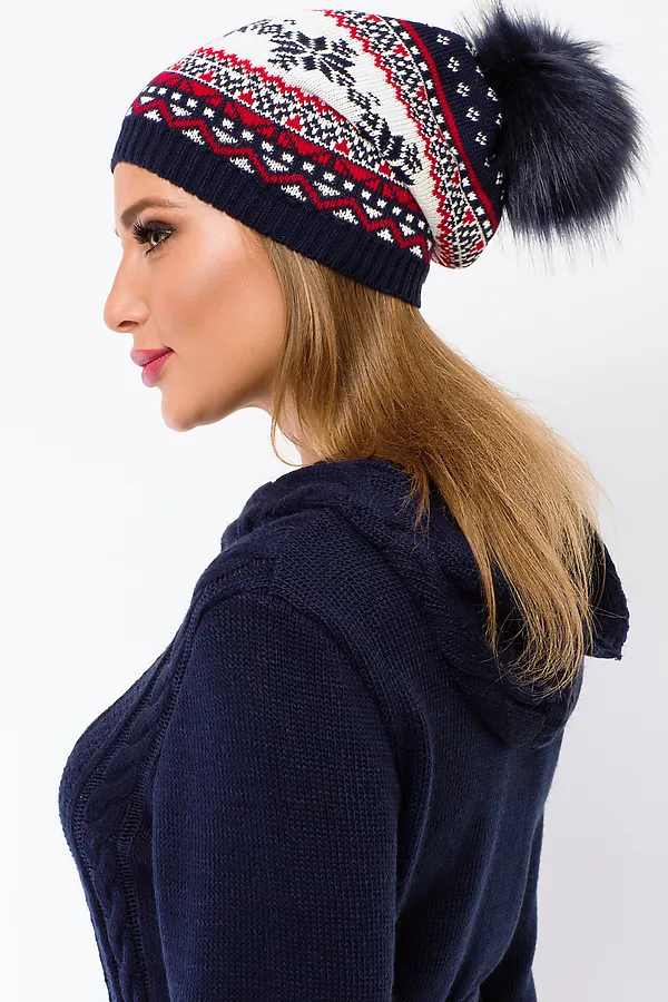 Шапка VAY, т.синий/молоко/красный - фото 2