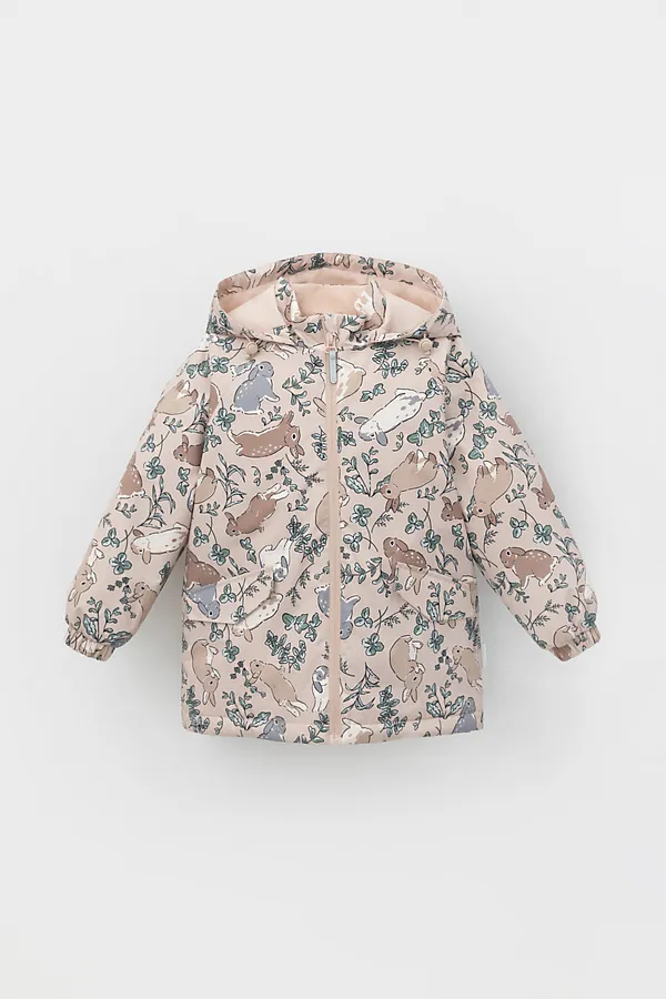 Куртка  CROCKID, дымчатый бежевый,зайчики в траве - фото 2
