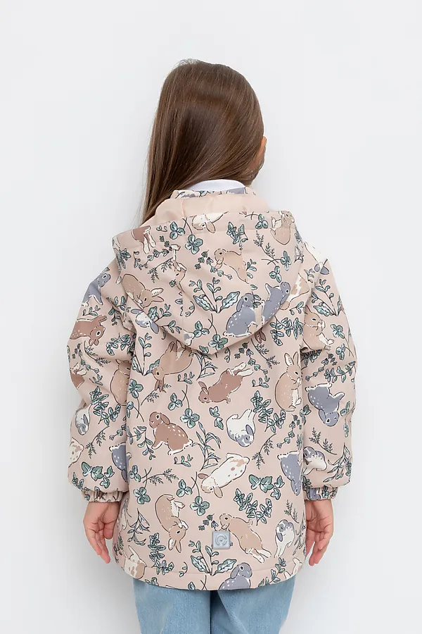 Куртка  CROCKID, дымчатый бежевый,зайчики в траве - фото 2