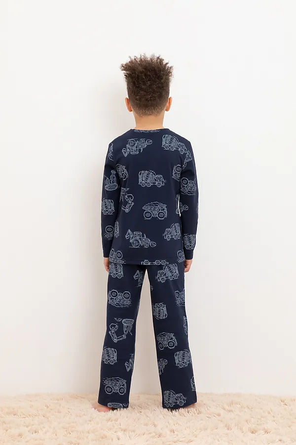 Пижама CROCKID, морской синий,дорожная техника - фото 2
