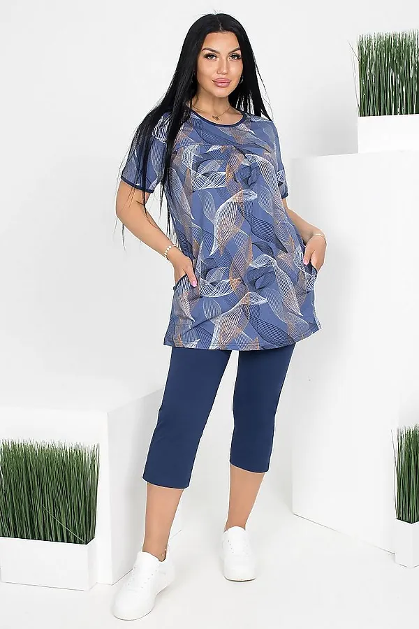 Костюм (Туника+Бриджи) LIKA DRESS, синий - фото 2